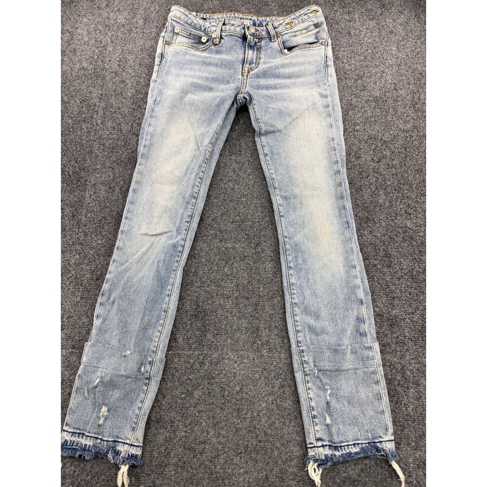 R13 Skinny Jeans Womens 26 Blue Distressed Frayed Hem Designer Italian Denim